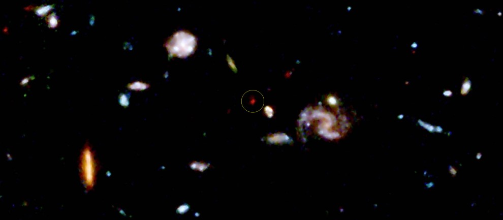 Hubble Deep Field (HDF-1)sub-set Red shifted galaxy considered as most distant by KLanzetta (SUNY Stony Brook)&NASA26-06-1996_HST_WFPC2_342exposures18++28-12-1995_990w