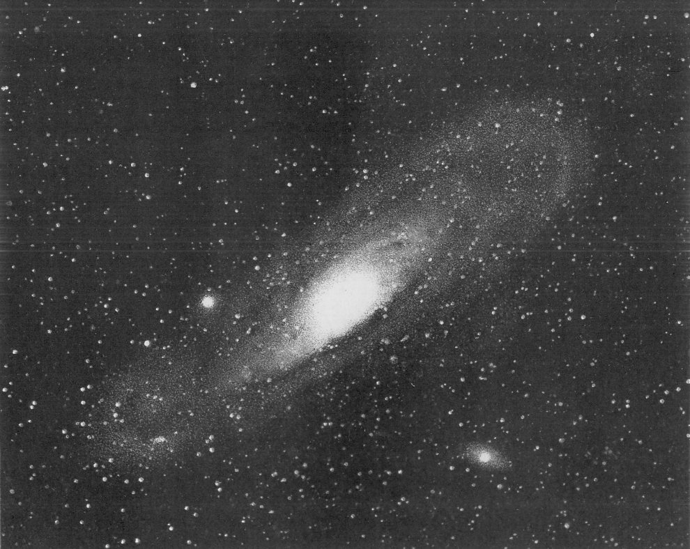 M31-Andromedae_Photo of Nebula by Mr Isaac Roberts 23Dec1888_exposure 4 Hrs_enlargedx3-times_Cassel&CoLtd_Lith_London_r+90_990w