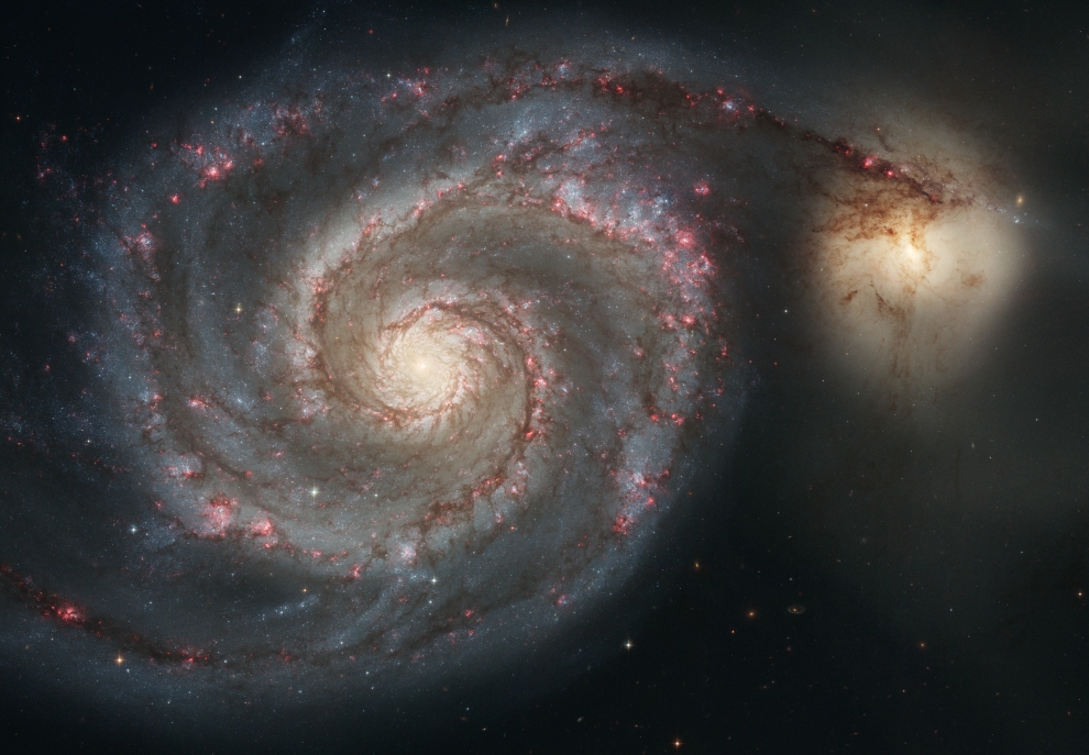 M51 - The Whirlpool, a spiral galaxy of type Sb - Two galaxies merging_(sRGB) (probably HST)_990w