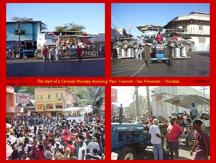 A steelband starts its J'ourvet rounds for Carnival 2007